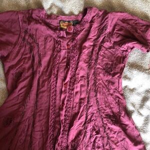Embroidered Burgundy Top